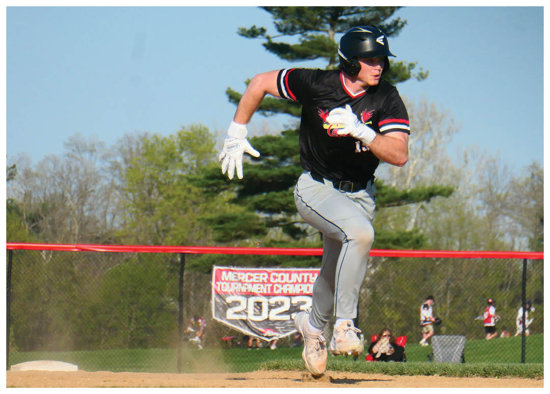 A baseball player running on the field. Description generated by AI