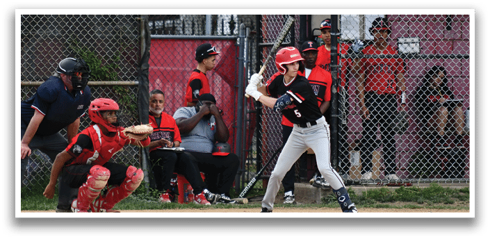 A baseball player is swinging a bat at a ball. Description generated by AI