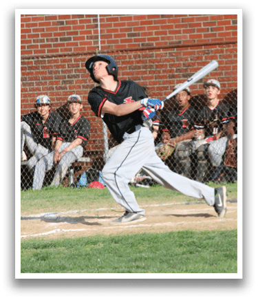 A baseball player is swinging a bat. Description generated by AI