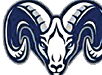 A ram's head with a blue and white design. AI generated content