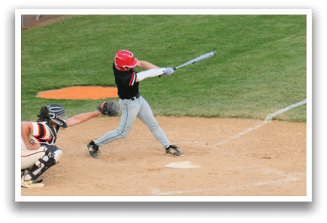 A baseball player is swinging a bat. Description generated by AI