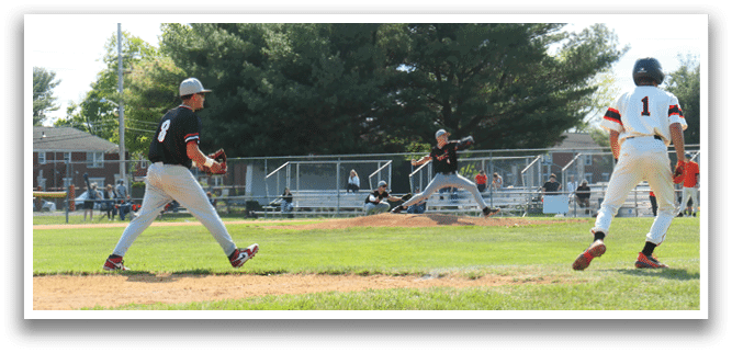 A baseball player is running to first base. Description generated by AI