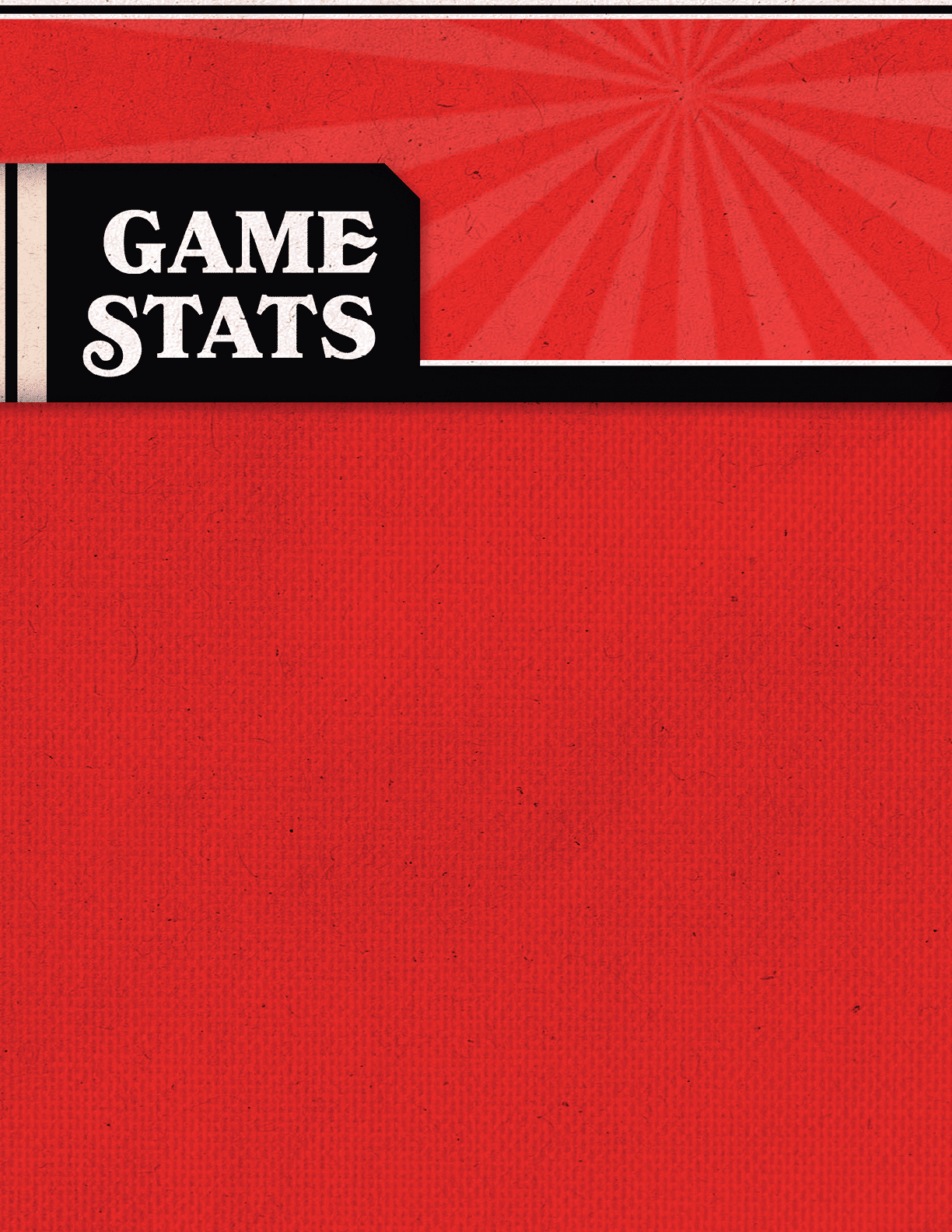 A red cloth with a game statistics banner. Description generated by AI