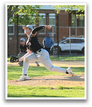 A man is pitching a baseball on a field. Description generated by AI