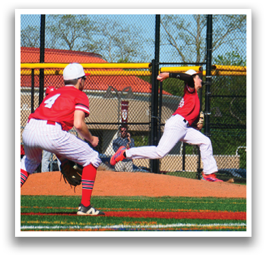 A baseball player in a red shirt and white pants is throwing a ball. Description generated by AI