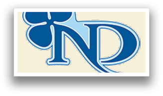 A blue and white logo with a four leaf clover. Description generated by AI