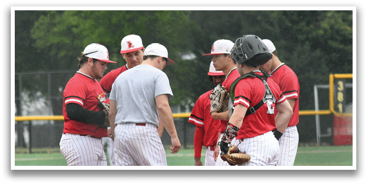 A group of baseball players standing on a field. Description generated by AI