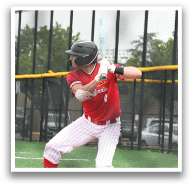 A baseball player is swinging a bat. Description generated by AI