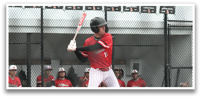 A baseball player is swinging a bat. Description generated by AI