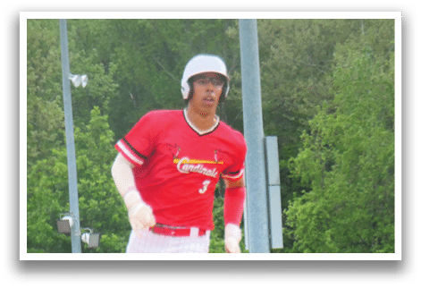 A baseball player running on the field. Description generated by AI