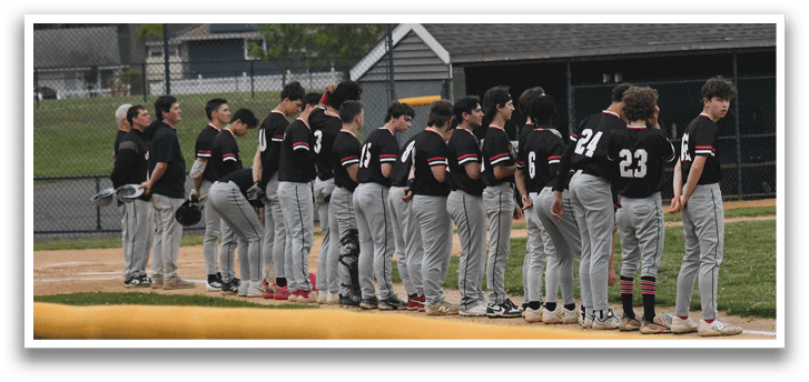 A group of baseball players standing on a field. Description generated by AI