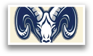 A blue and white ram head. Description generated by AI