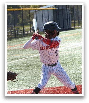 A baseball player is swinging a bat. Description generated by AI