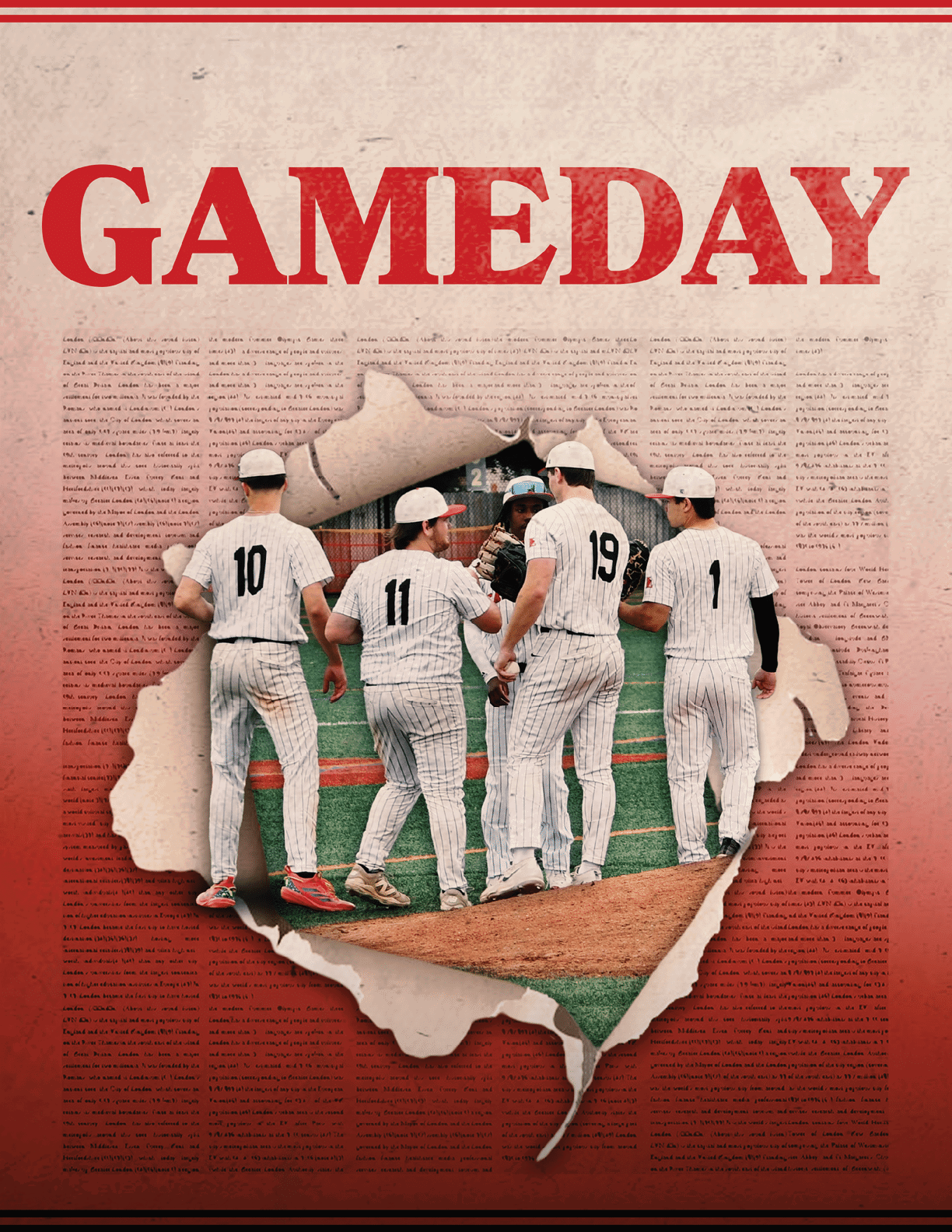 A poster of a baseball team. Description generated by AI