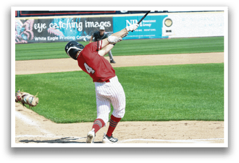 A baseball player is swinging a bat. Description generated by AI