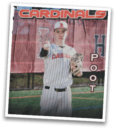 A baseball player named Lawrence is shown on a banner. Description generated by AI