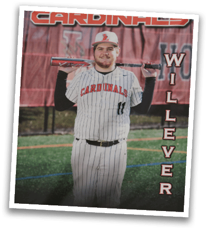 A baseball player wearing a Cardinals uniform. Description generated by AI