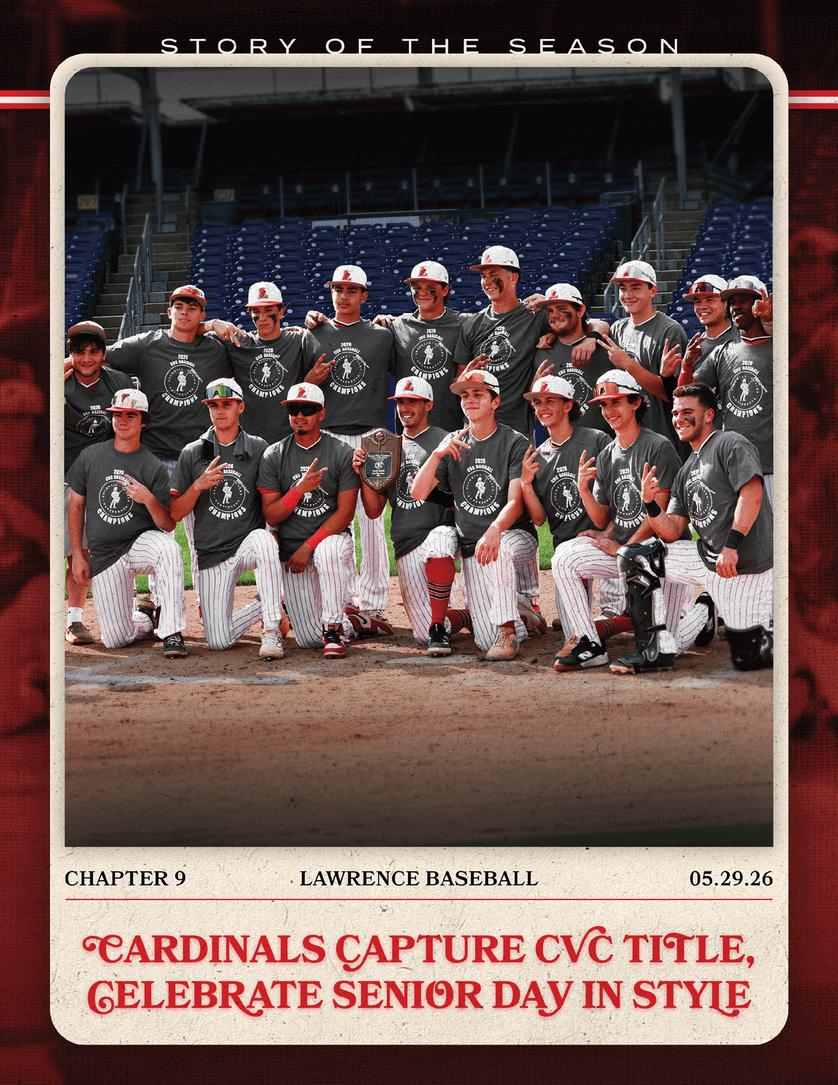 A baseball team posing for a picture. Description generated by AI