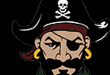 A pirate's face with a skull and crossbones on the hat. Description generated by AI