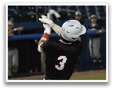A baseball player is swinging a bat. Description generated by AI