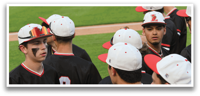 A group of baseball players wearing black and white hats. Description generated by AI