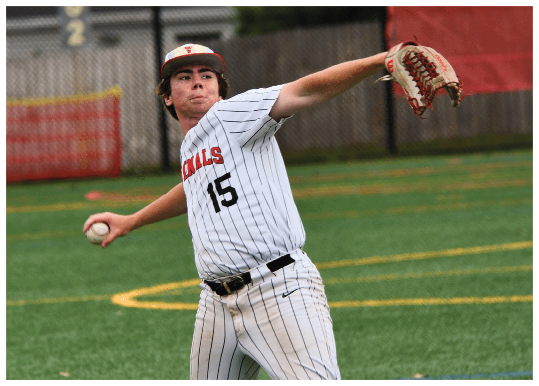A baseball player wearing a white and black uniform is about to throw a baseball. Description generated by AI