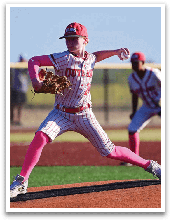 A boy in a baseball uniform is pitching a ball. AI generated content