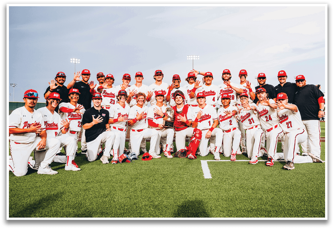 A baseball team poses for a photo on the field. AI generated content