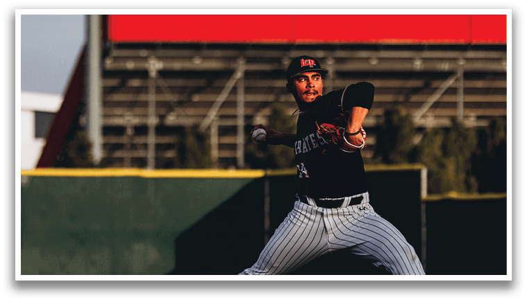 A baseball player in a black and white uniform is throwing a ball on a field. AI generated content