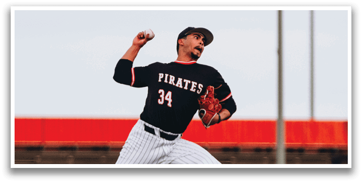 A baseball player in a black shirt and white pants is pitching a ball. AI generated content