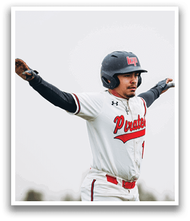 A baseball player wearing a red and white uniform with the number 17 on the back. AI generated content