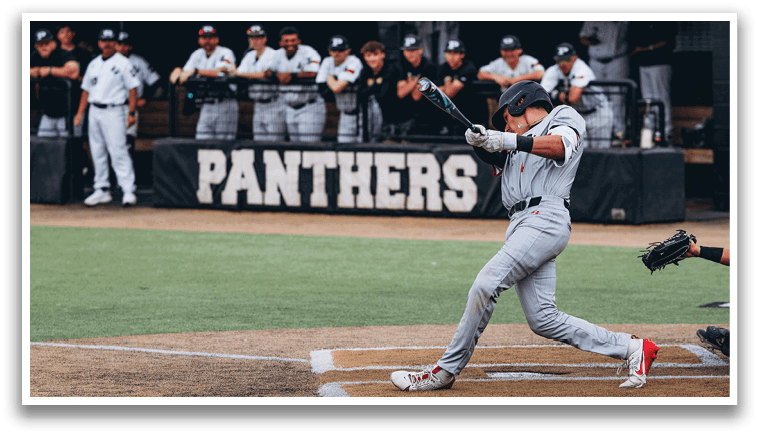 A baseball player is swinging a bat at a ball during a game. AI generated content