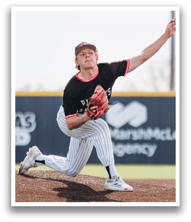 A baseball player in a black shirt and red hat is pitching a ball. AI generated content