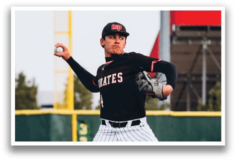 A baseball player in a black shirt and white pants is on the mound, preparing to throw the ball. AI generated content