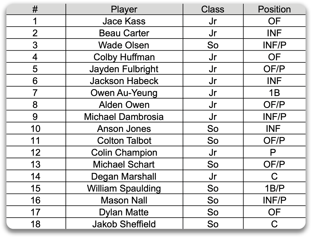 A list of baseball players with their names and positions. Contenido generado con IA