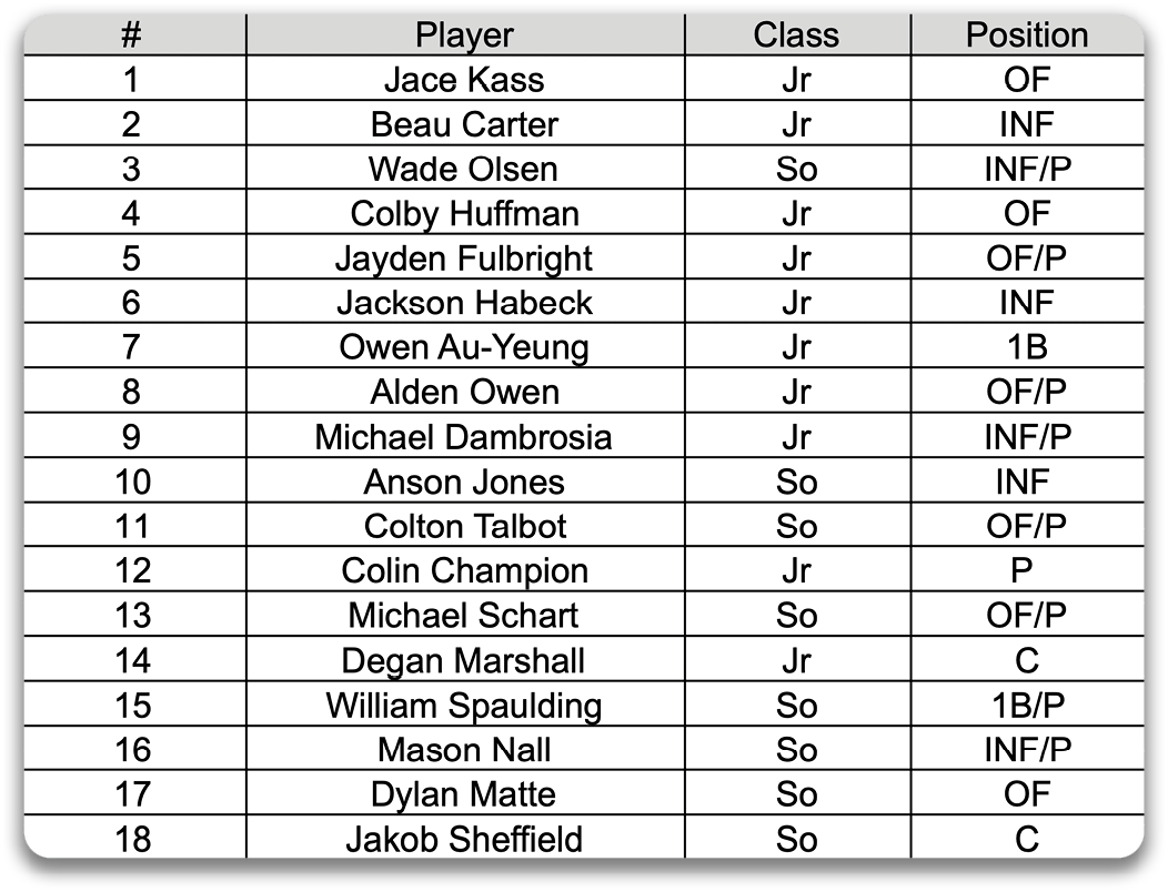 A list of baseball players with their names and positions. Contenido generado con IA