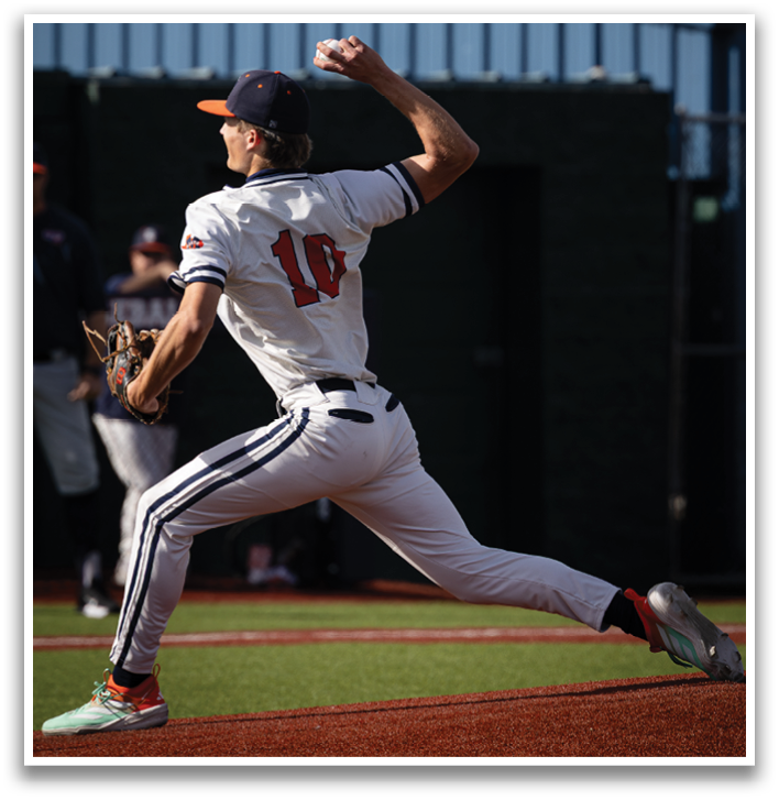 A baseball player in a white uniform is pitching a ball. Contenido generado con IA