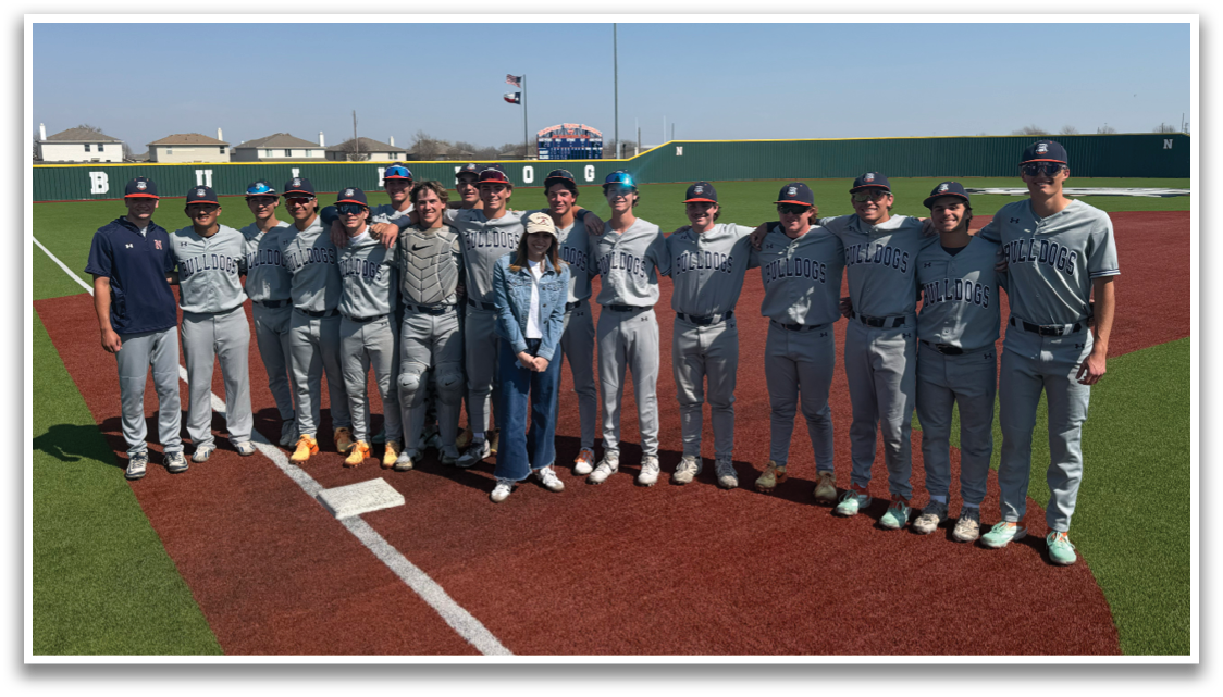 Baseball team posing for a photo on the field. Contenido generado con IA