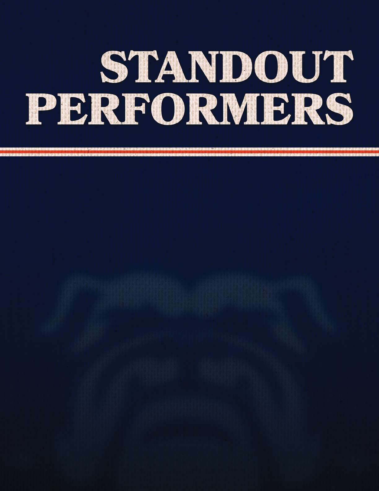 A blue and orange banner with a dog mascot on it. Contenido generado con IA