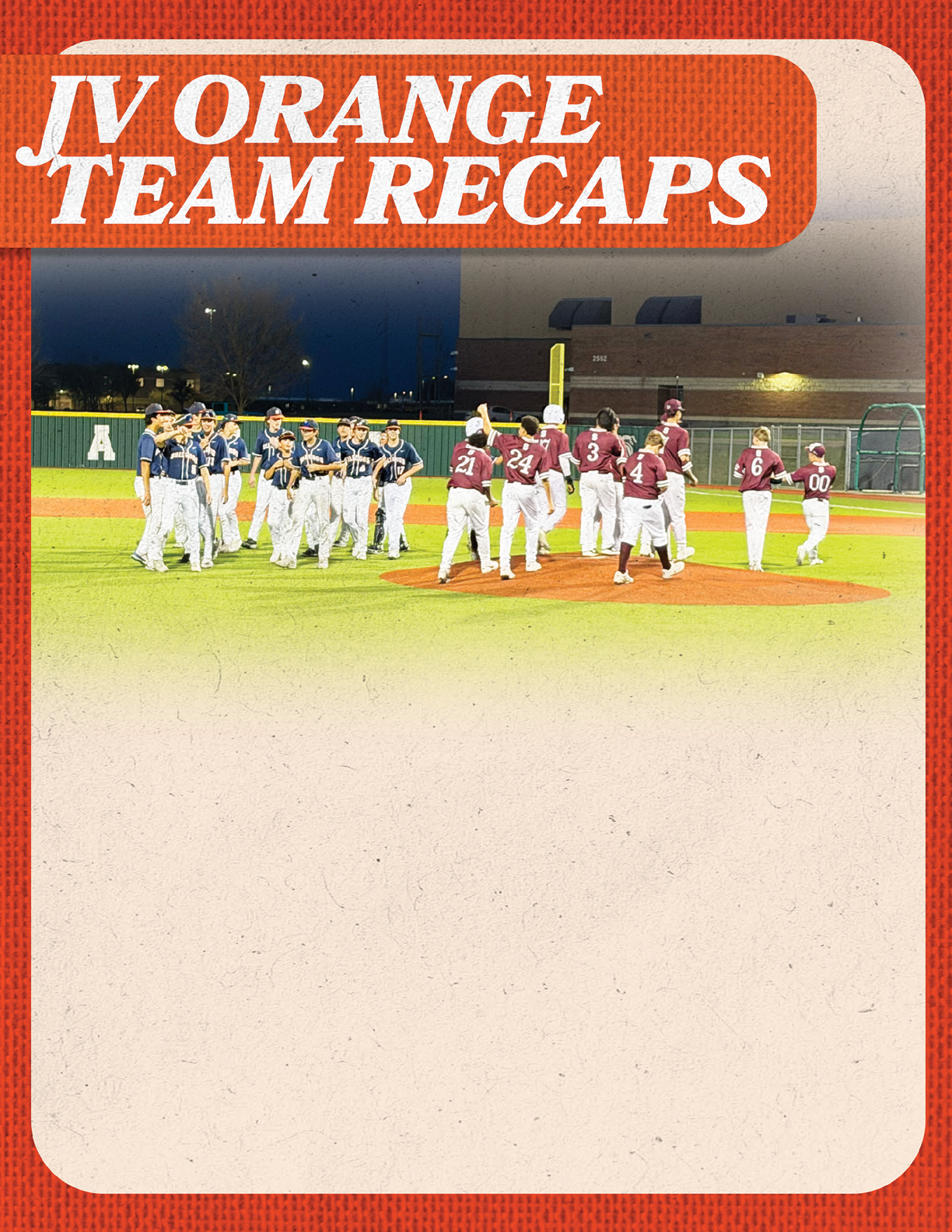 A group of baseball players huddle on the field. Contenido generado con IA