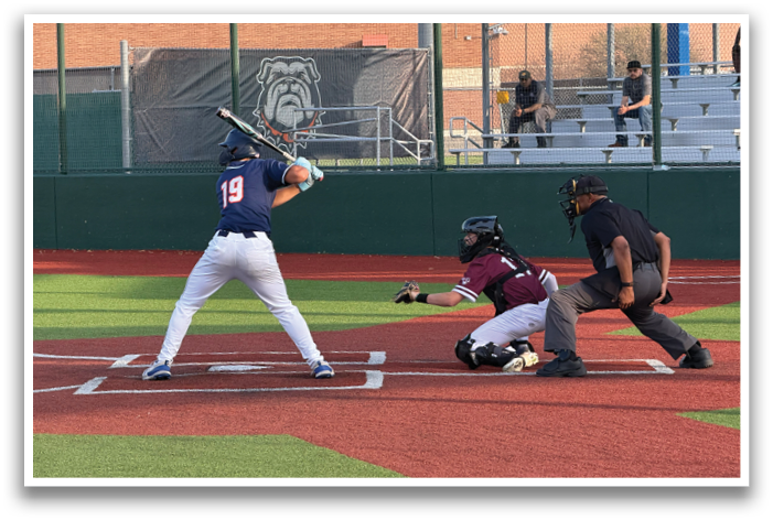 A baseball player is swinging a bat at a ball during a game. Contenido generado con IA