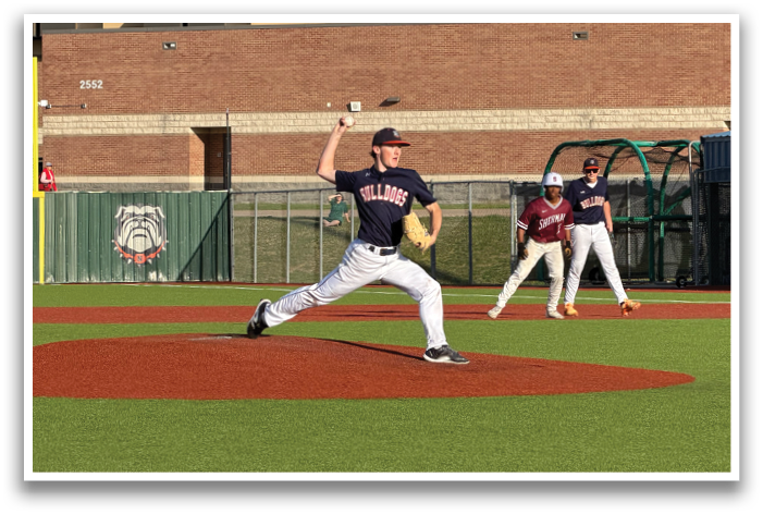 A baseball player in a blue shirt and white pants is pitching a ball on a field. Contenido generado con IA