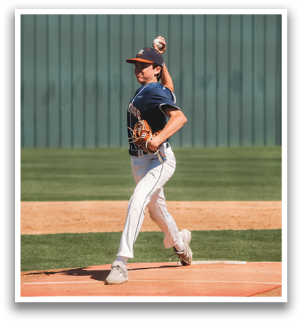 A baseball player in a blue shirt and white pants is pitching a ball on a field. Contenido generado con IA