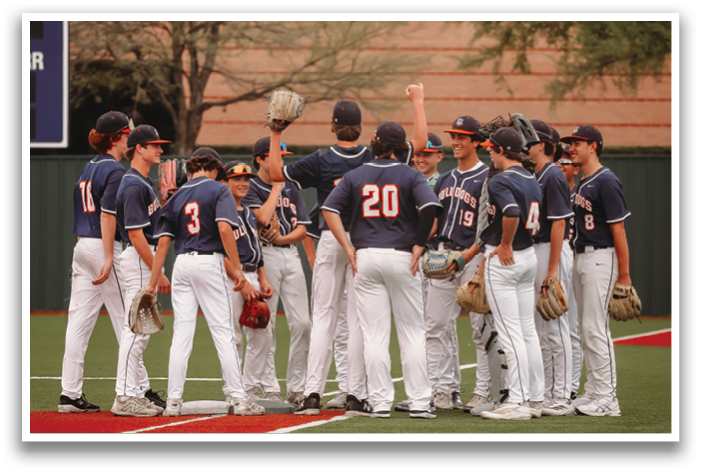 Baseball players in blue uniforms standing on a field. Contenido generado con IA