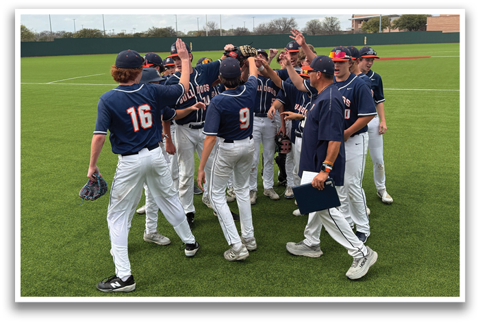 A group of baseball players huddle together on a field, celebrating a win. Contenido generado con IA