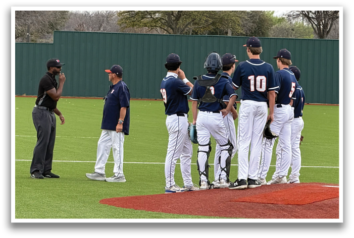 A group of baseball players on a field, some of them wearing blue and white uniforms. Contenido generado con IA