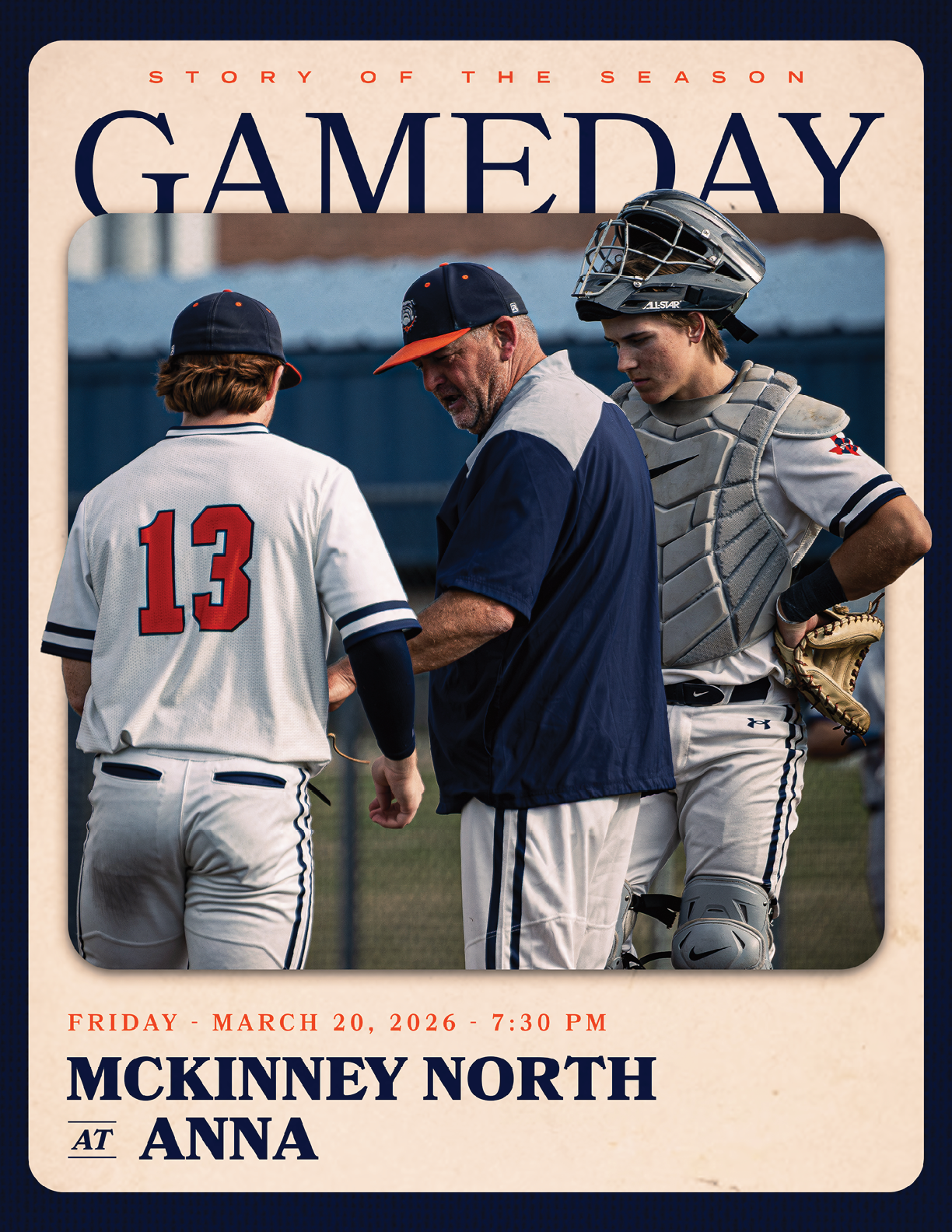 A baseball game is being played between McKinney North and Anna. Contenido generado con IA