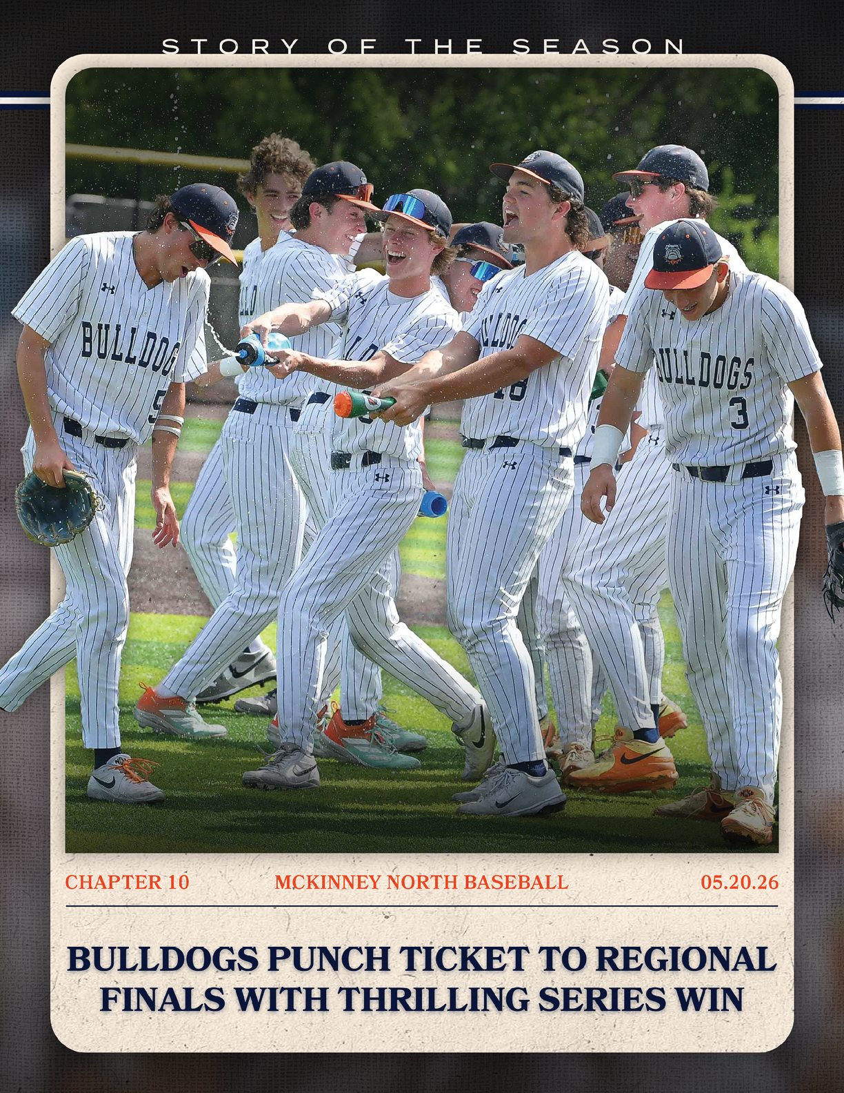 Baseball players celebrating with a punch ticket to regional games. Contenido generado con IA