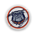 A collection of stickers featuring a bulldog mascot and a baseball. AI generated content