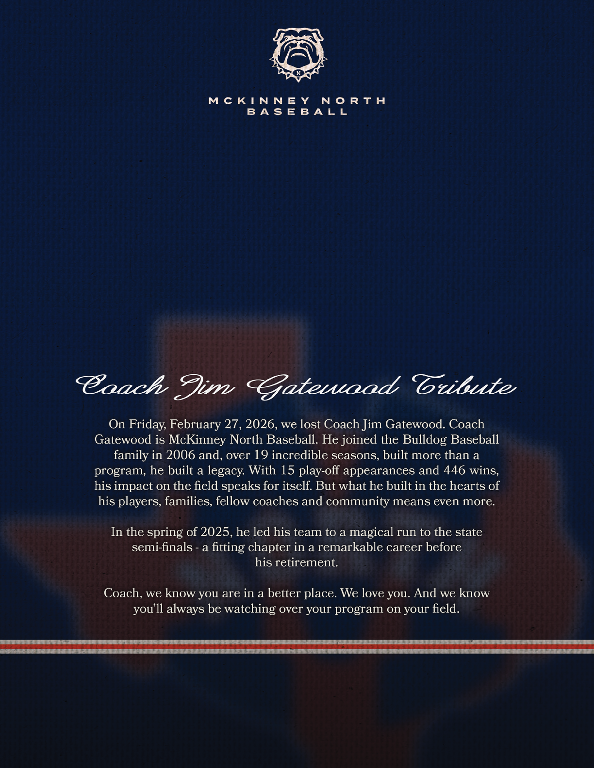 A blue and orange program for a football game. Contenido generado con IA